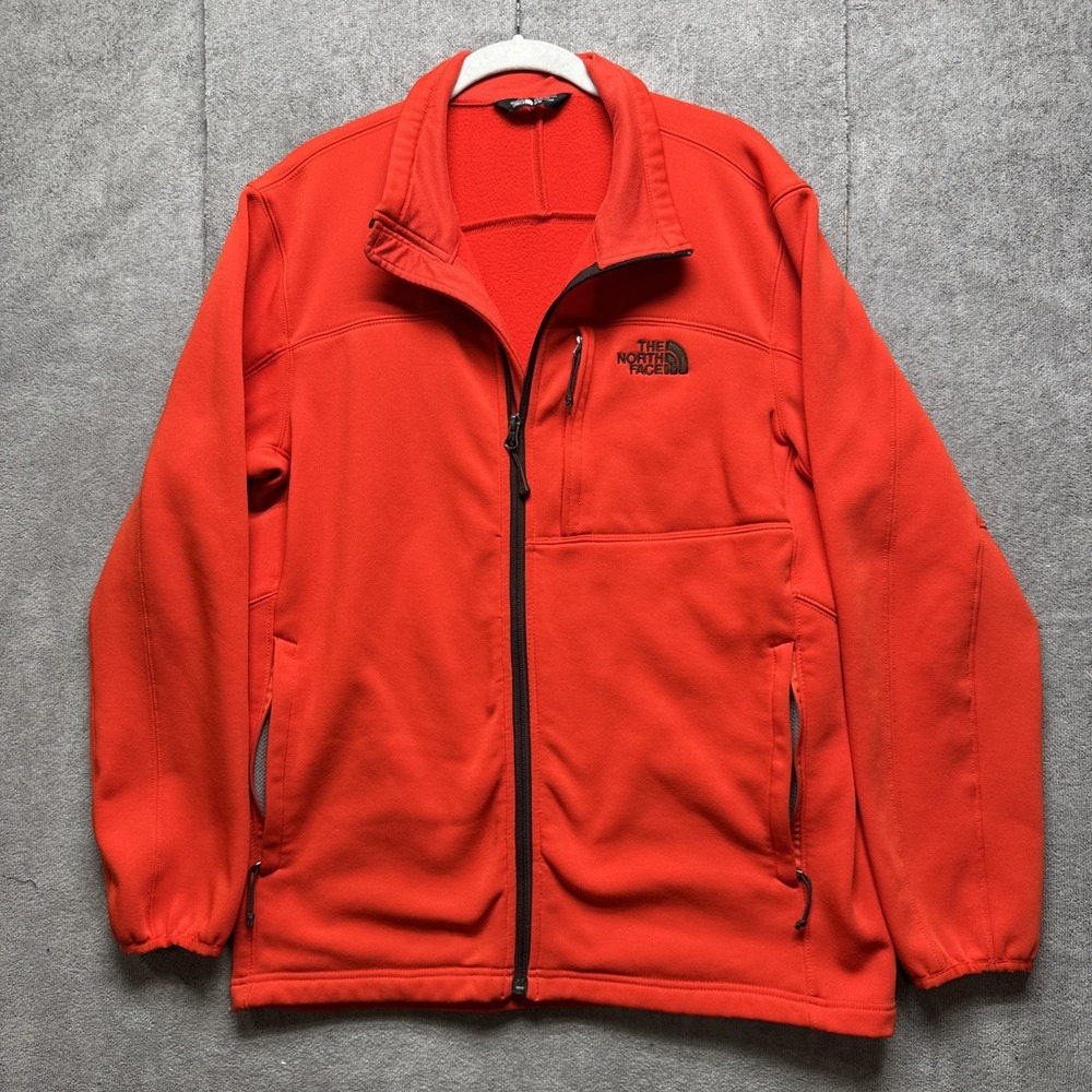 The North Face Fleece Jacket Mens Medium Orange Full Zip Outdoor Hiking Coat‎